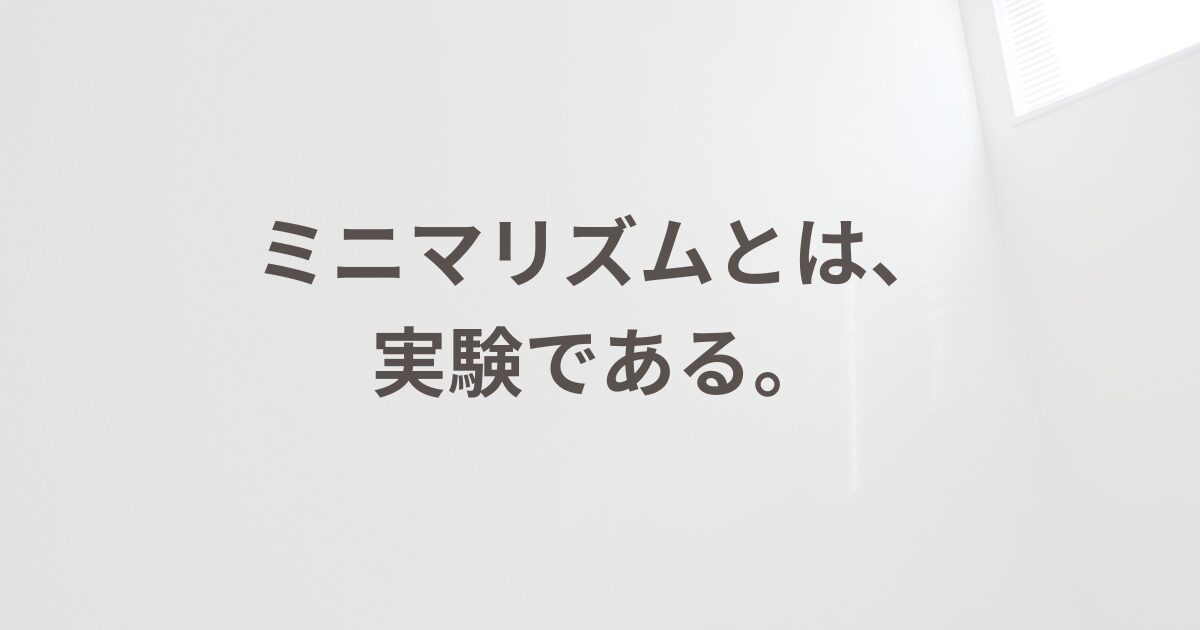 ミニマリズム、変人、マイルドミニマリスト、実験、実践